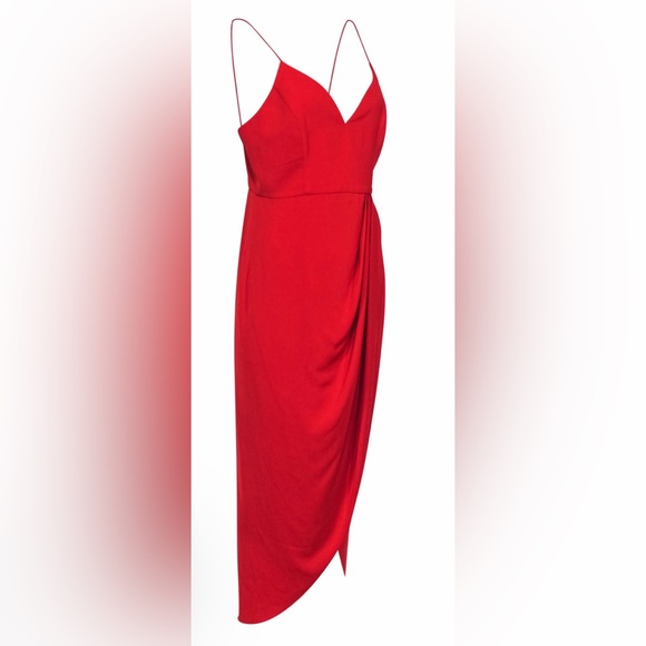 Shona Joy - Red Sleeveless Wrap-Style Maxi Dress Sz 4 - Picture 4 of 8